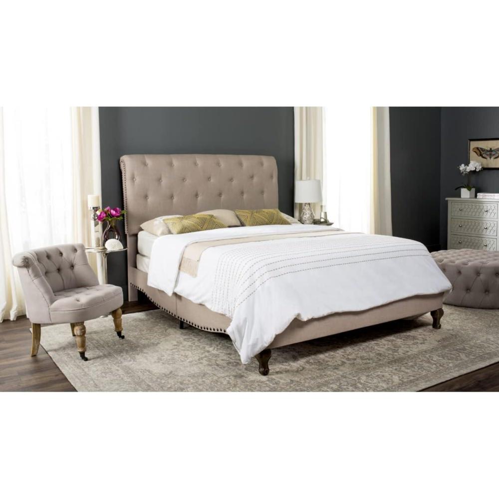 image:imageSAFAVIEH Home Collection Hathaway Taupe amp Rustic Oak Bed QueenTaupe