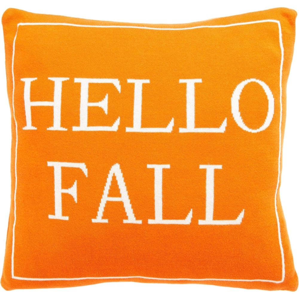 image:imageSAFAVIEH Home Collection Hello Fall Orange Cotton 18inch Square Decorative Accent Insert Throw Pillow