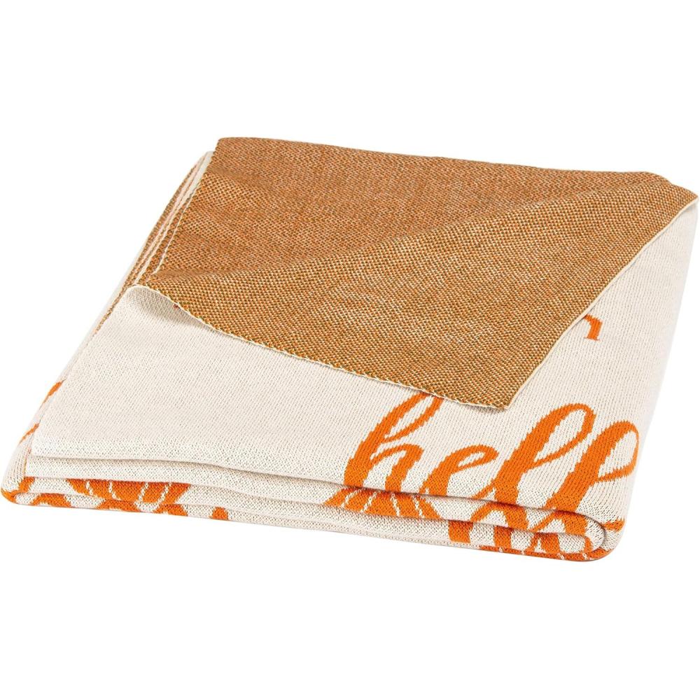 image:imageSAFAVIEH Home Collection Hello Pumpkin 50 x 60inch Orange Cotton Sofa Chaise Lounge Club Chair Living Room Bedroom Decorative Throw Blanket