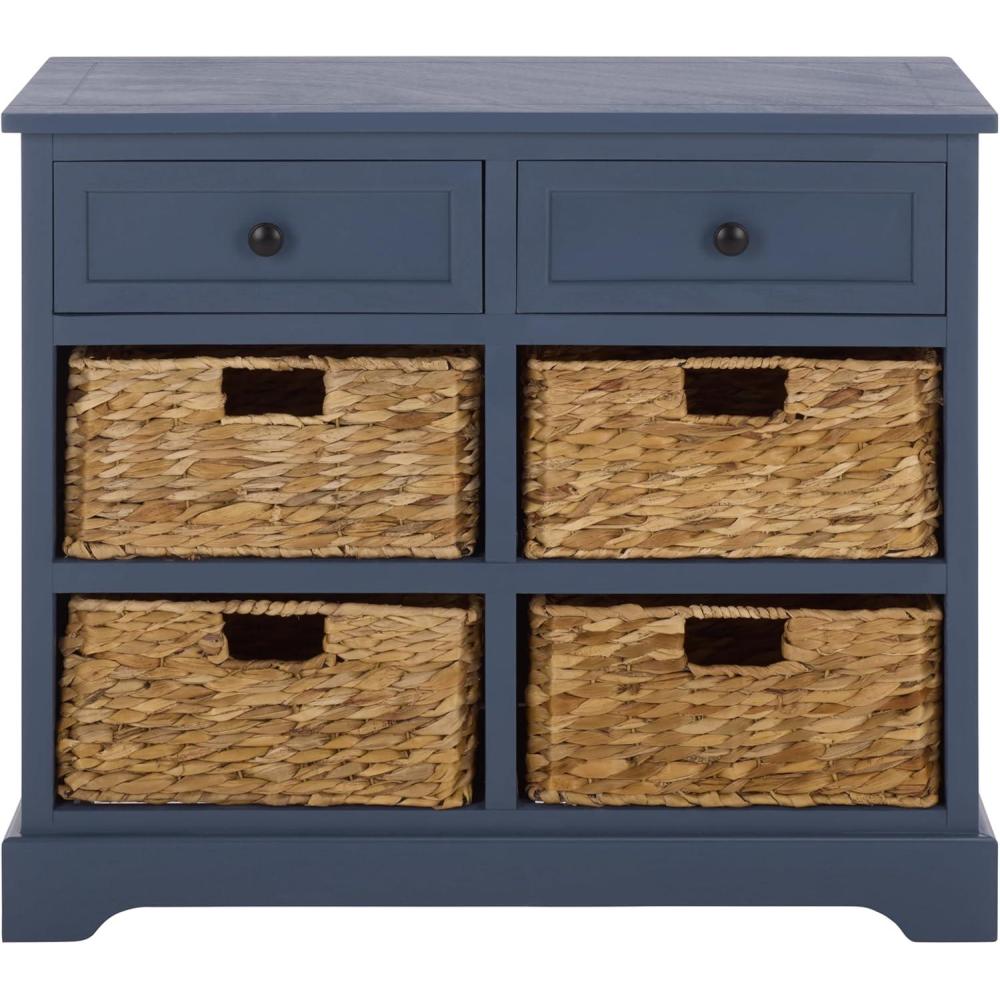 image:imageSAFAVIEH Home Collection Herman White Wash 6Drawer Wicker Basket Storage Unit Fully Assembled AMH5702GBlue