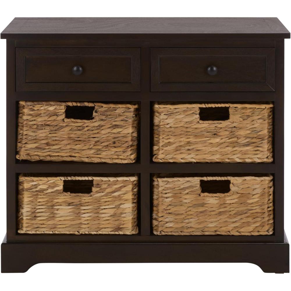 image:imageSAFAVIEH Home Collection Herman White Wash 6Drawer Wicker Basket Storage Unit Fully Assembled AMH5702GDark Chocolate