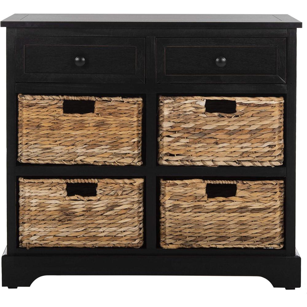 image:imageSAFAVIEH Home Collection Herman White Wash 6Drawer Wicker Basket Storage Unit Fully Assembled AMH5702GDistressed Black