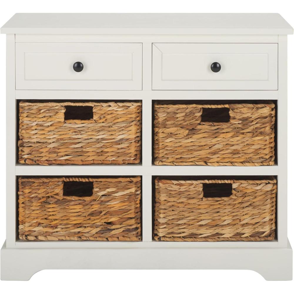 image:imageSAFAVIEH Home Collection Herman White Wash 6Drawer Wicker Basket Storage Unit Fully Assembled AMH5702GDistressed Cream