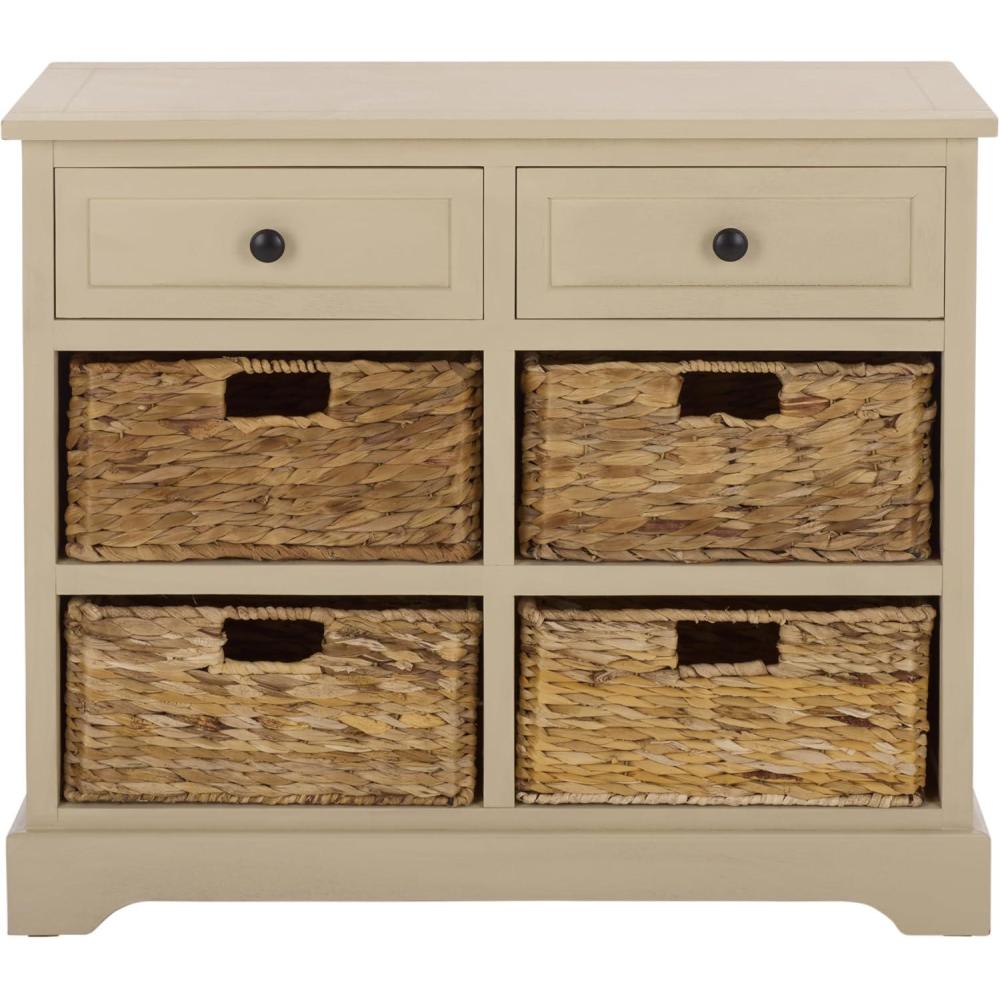 image:imageSAFAVIEH Home Collection Herman White Wash 6Drawer Wicker Basket Storage Unit Fully Assembled AMH5702GSand