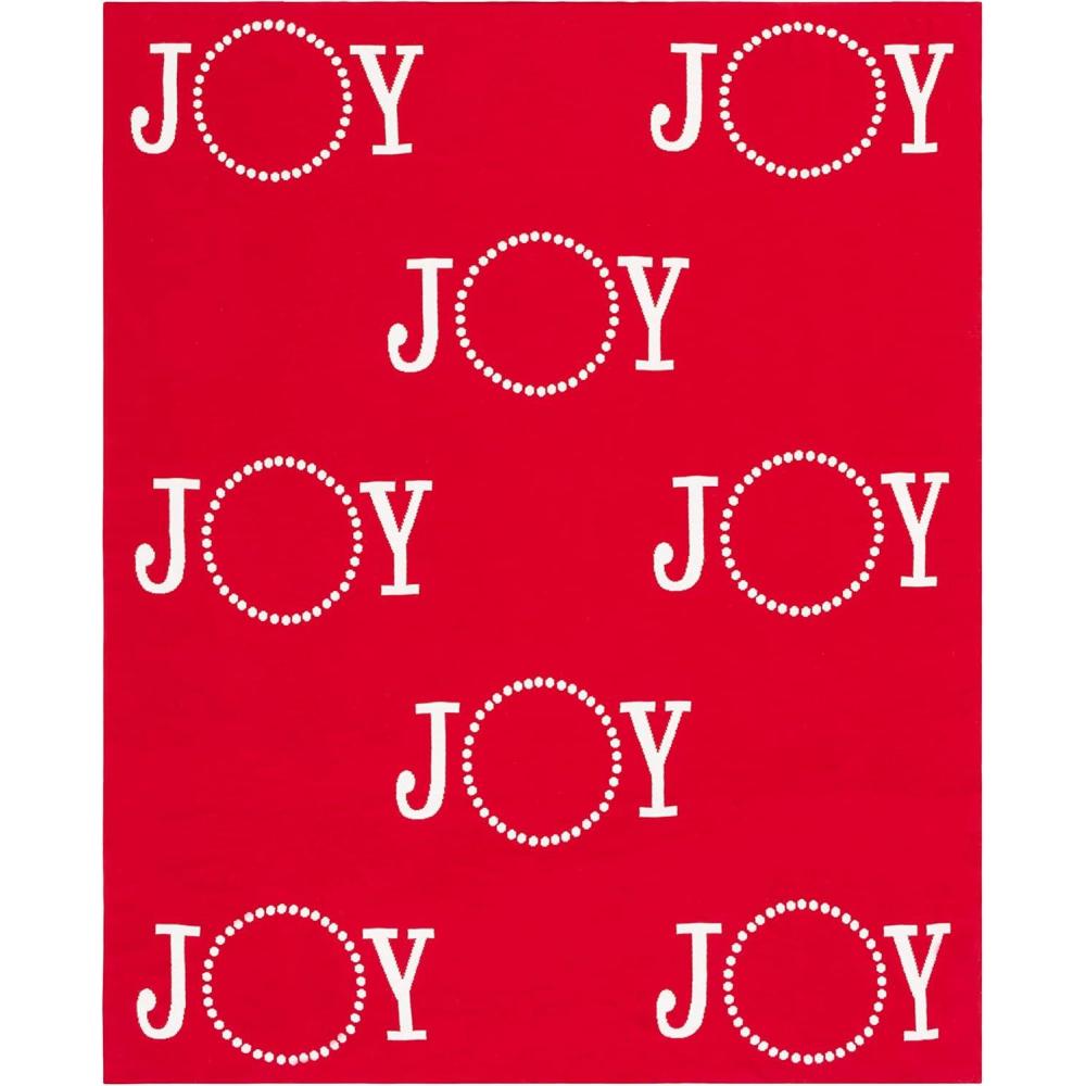 image:imageSAFAVIEH Home Collection Joy to The World RedWhite 50 x 60inch Holiday Decorative Throw Blanket