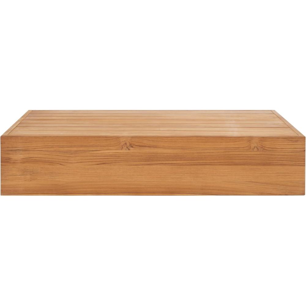 image:imageSAFAVIEH Outdoor Couture Collection Kauai Natural Solid Wood Teak Rectangular Coffee Table CPT1042A
