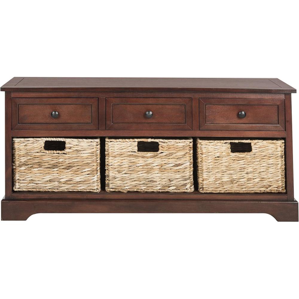 image:imageSafavieh American Homes Collection Damien Vintage Grey 3 Drawer Storage UnitDark Cherry