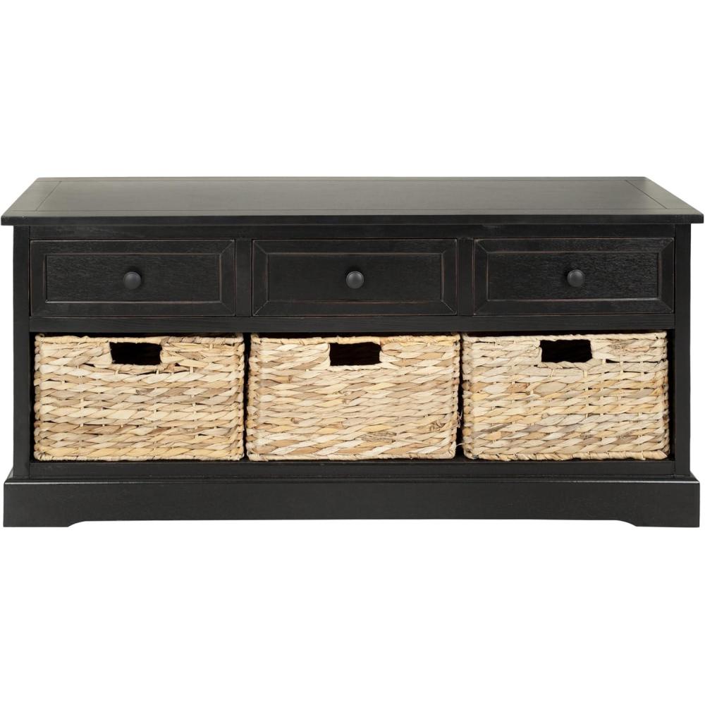 image:imageSafavieh American Homes Collection Damien Vintage Grey 3 Drawer Storage UnitDistressed Black