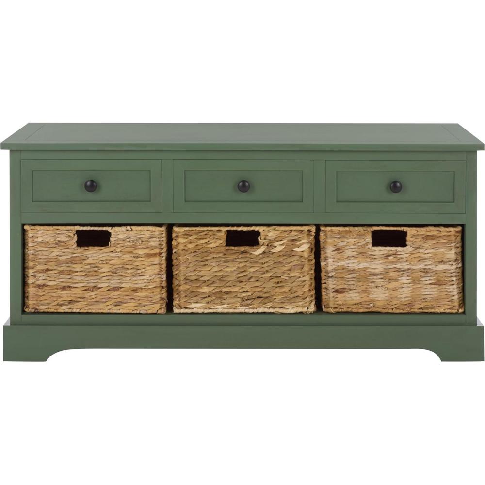 image:imageSafavieh American Homes Collection Damien Vintage Grey 3 Drawer Storage UnitDusty Green