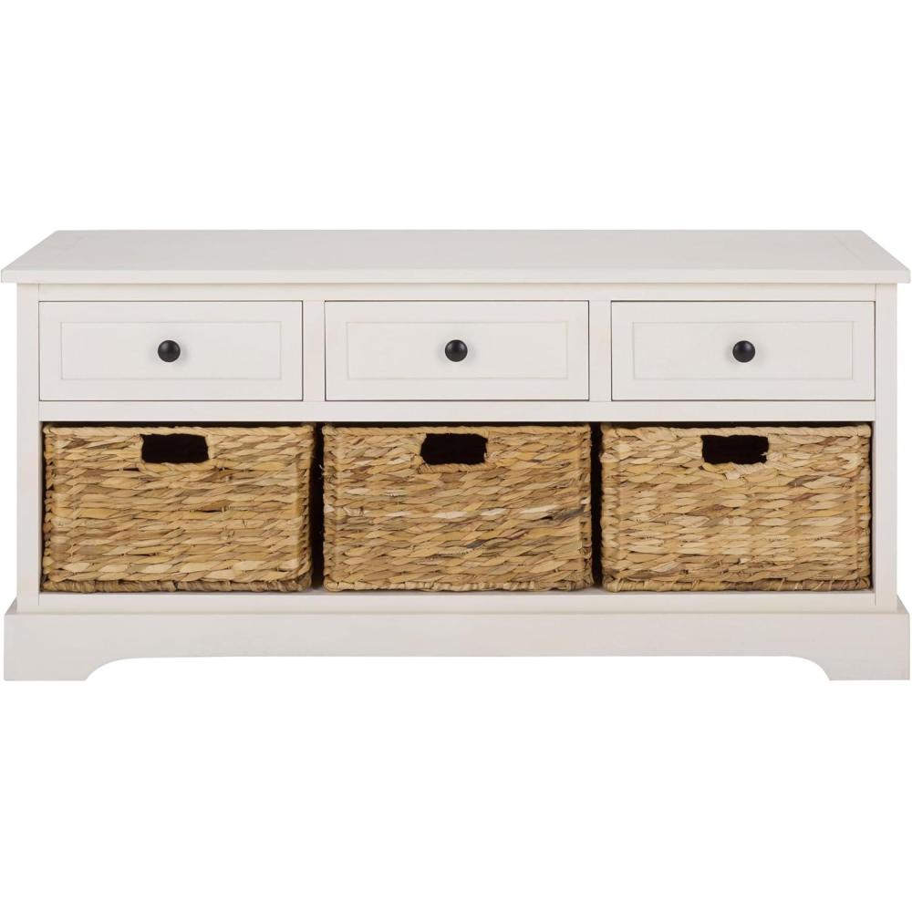 image:imageSafavieh American Homes Collection Damien Vintage Grey 3 Drawer Storage UnitIvory