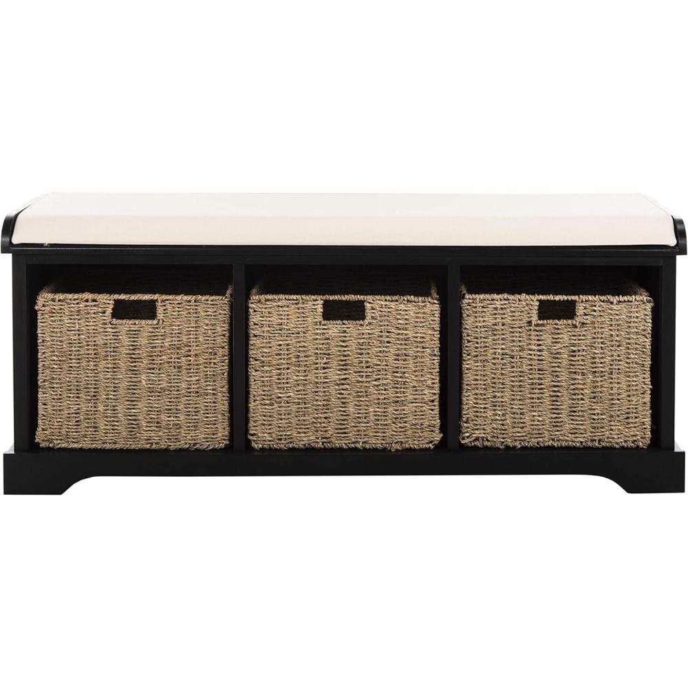 image:imageSafavieh American Homes Collection Lonan Grey and White Wicker Storage BenchBlack