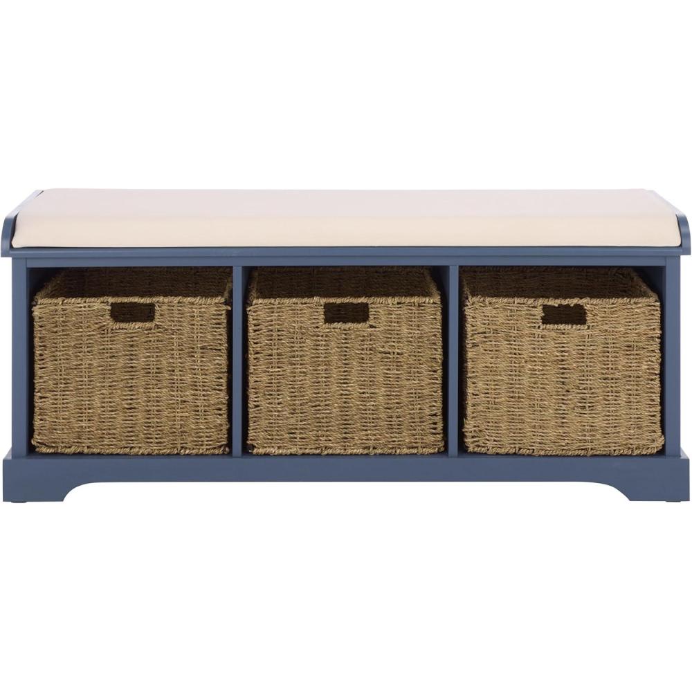 image:imageSafavieh American Homes Collection Lonan Grey and White Wicker Storage BenchBlue