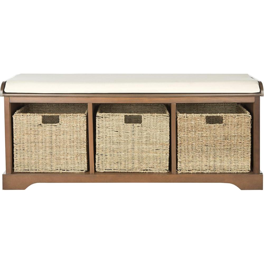 image:imageSafavieh American Homes Collection Lonan Grey and White Wicker Storage BenchBrown