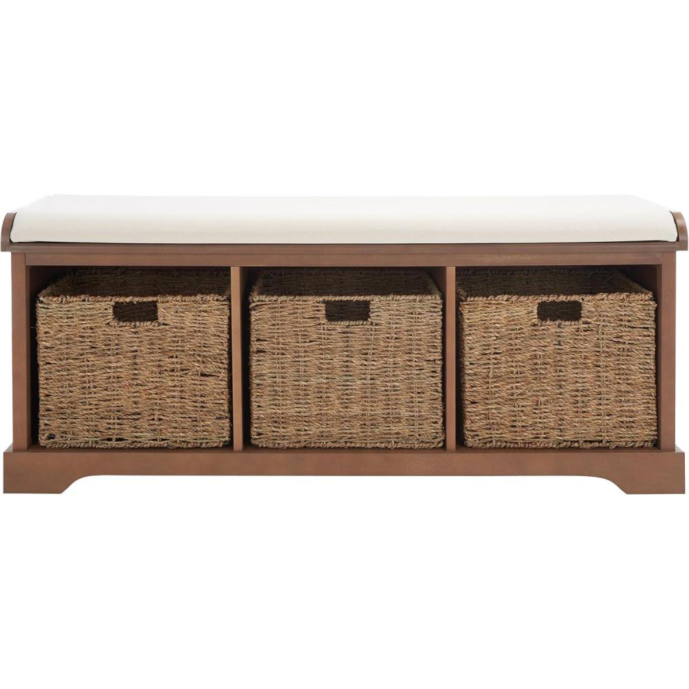 image:imageSafavieh American Homes Collection Lonan Grey and White Wicker Storage BenchSepia