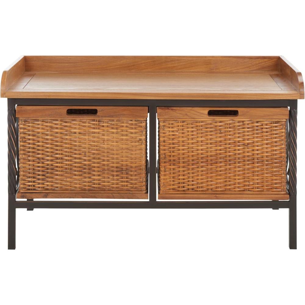 image:imageSafavieh American Homes Collection Noah Antiqued Pewter and Oak Storage BenchOak