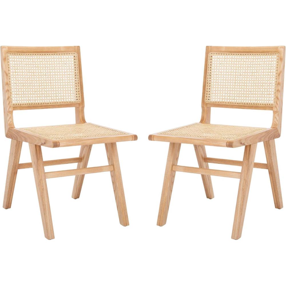 image:imageSafavieh Couture Hattie 19inch Black and Natural Rattan Dining Chair Set of 2Natural
