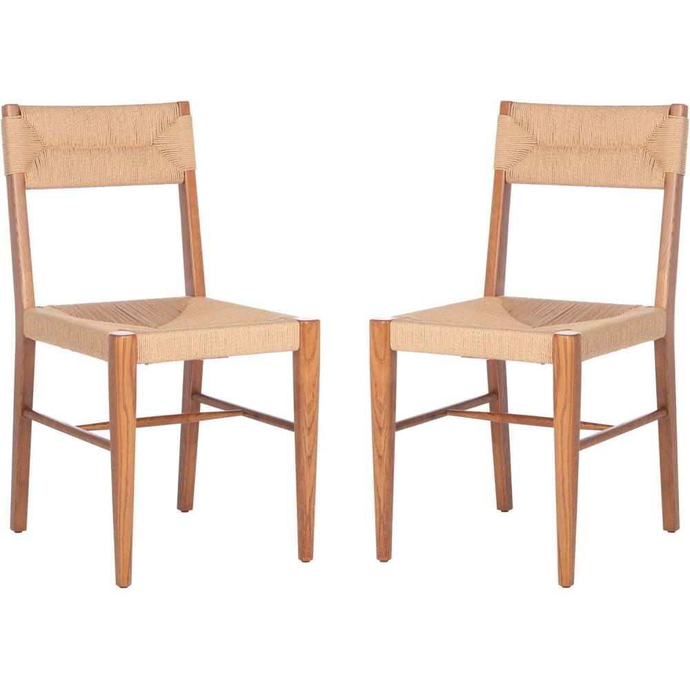 image:imageSafavieh Couture Home Collection Cody BlackNatural Rattan Living Room Dining Accent Chair Fully Assembled Set of 2 SFV4104ASET2Natural