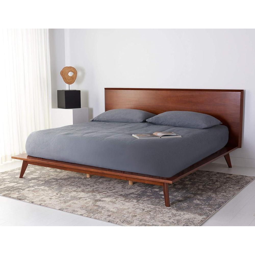 image:imageSafavieh Couture Home Collection Moxie Walnut MidCentury No Box Spring Required King Bed SFV4112AK3BX