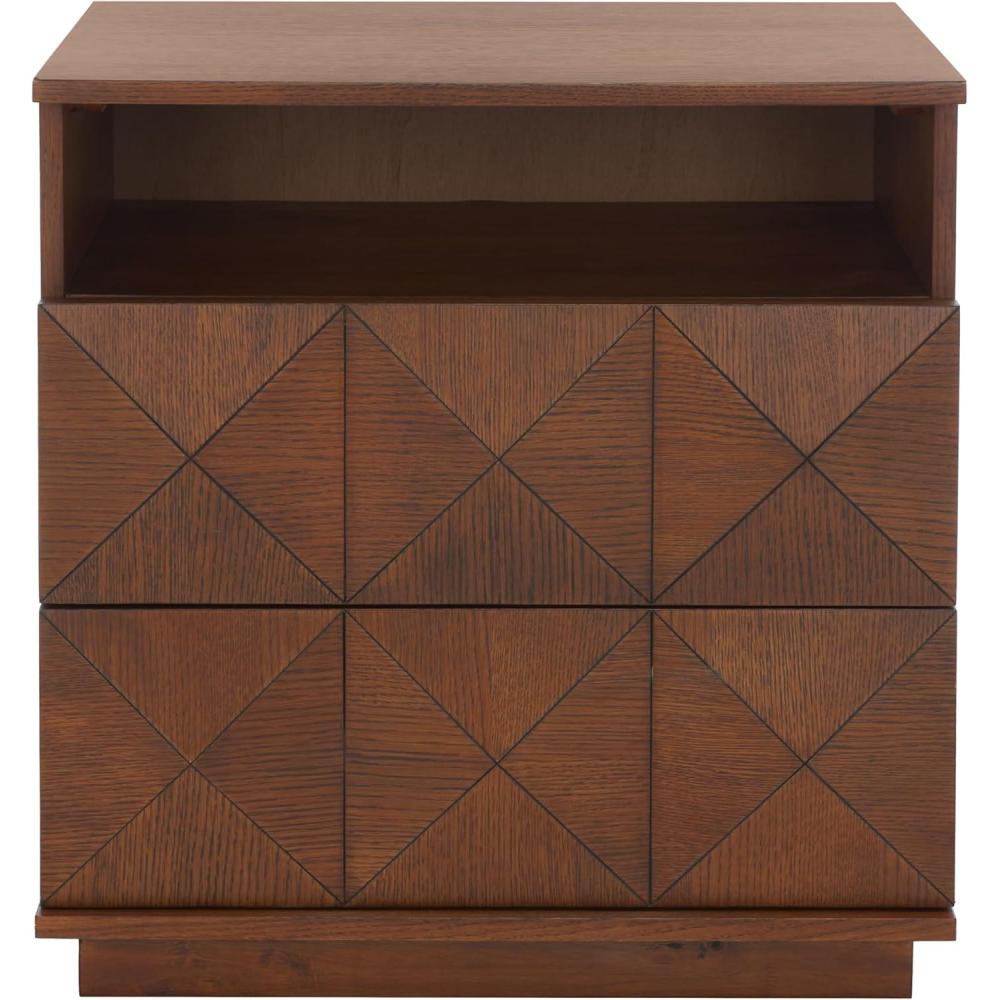 image:imageSafavieh Couture Home Patty Modern Black 2drawer NightstandLight Acacia