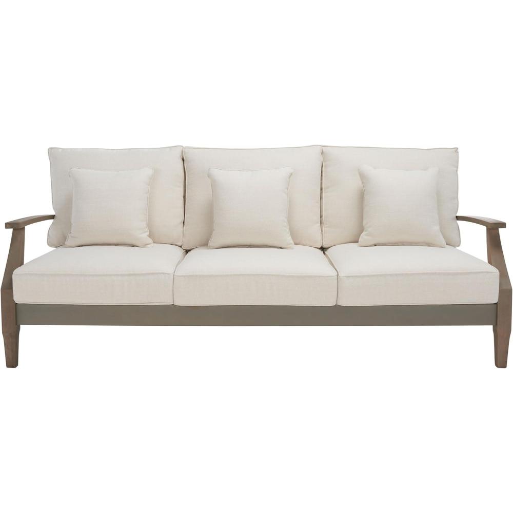 image:imageSafavieh Couture Patio Martinique Natural and White Wood Outdoor Sofa NaturalWhiteLight GreyBeige