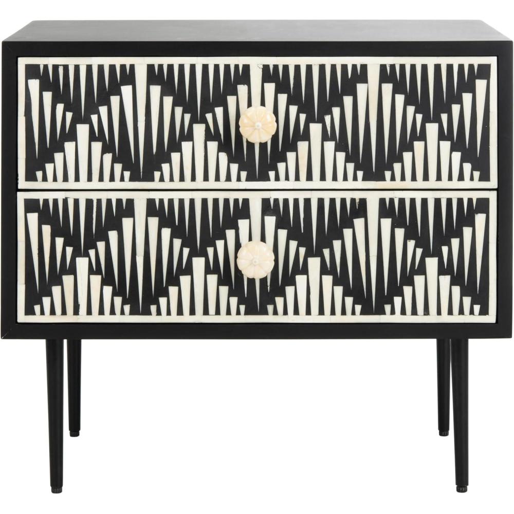 image:imageSafavieh Couture Tessie Black Bone Inlay 2drawer Storage Nightstand