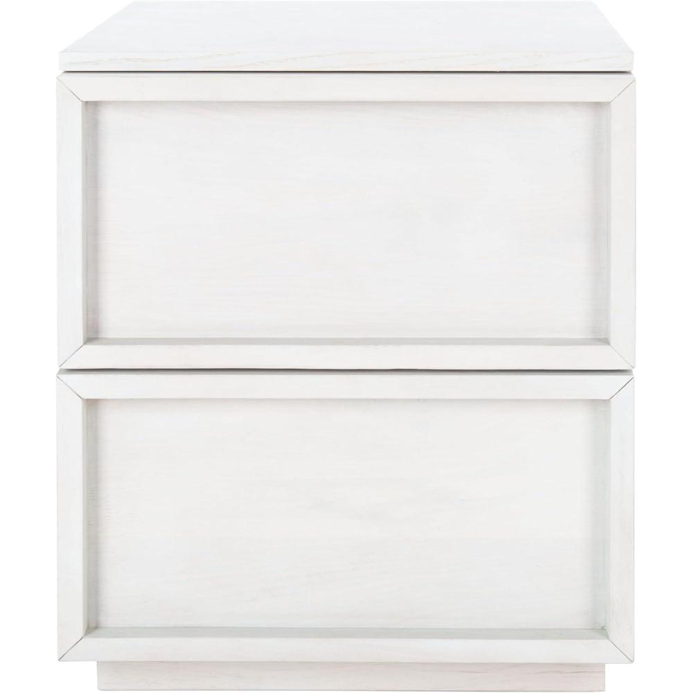 image:imageSafavieh Couture Zeus Natural 2drawer Storage NightstandWhite Washed