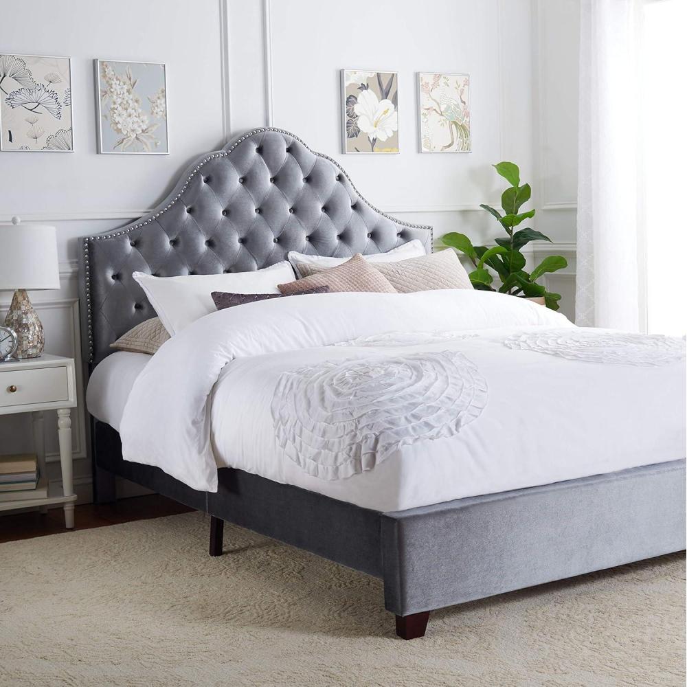 image:imageSafavieh Home Beckham Contemporary Light Grey Velvet Bed FullLight Grey