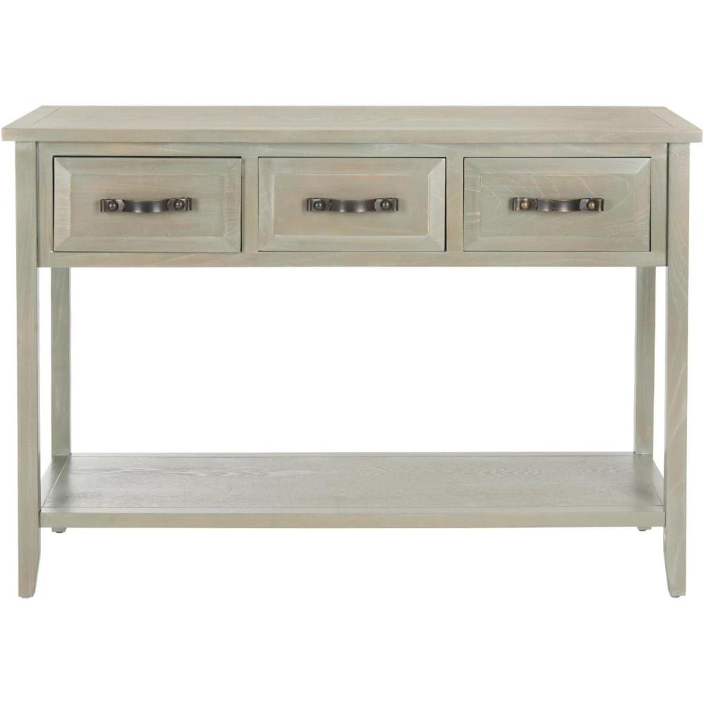 image:imageSafavieh Home Collection Aiden BlackOak 3Drawer Bottom Shelf Console TableAsh Grey