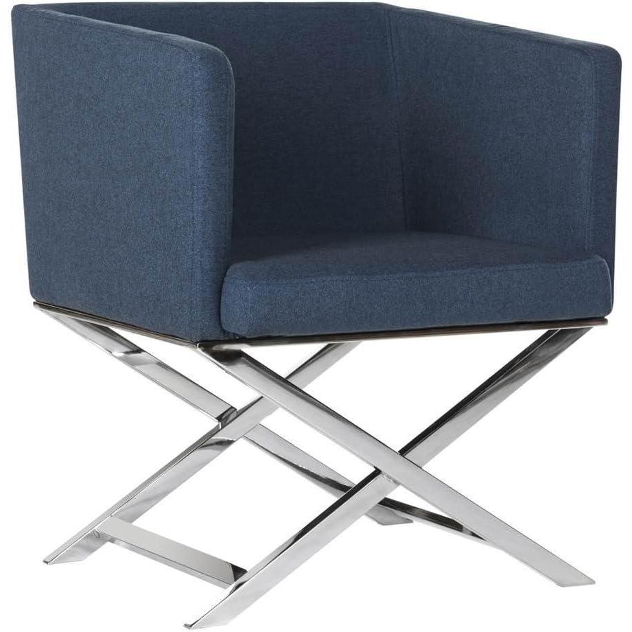 image:imageSafavieh Home Collection Celine Navy and Chrome Modern Glam Cross Leg ChairNavy Chrome