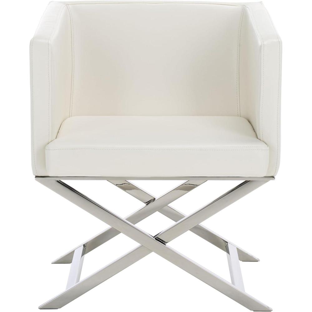 image:imageSafavieh Home Collection Celine Navy and Chrome Modern Glam Cross Leg ChairWhite Chrome