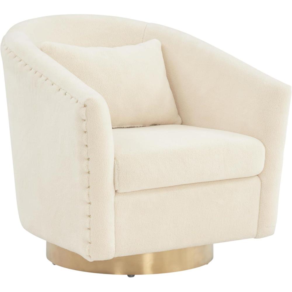 image:imageSafavieh Home Collection Clara Quilted Swivel Dusty Rose Tub Accent ChairIvory Gold