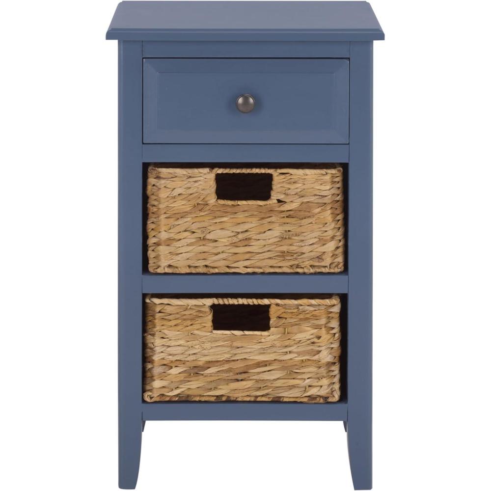 image:imageSafavieh Home Collection Everly Drawer White Wash 1Drawer 2 Removable Baskets Side TableBlue