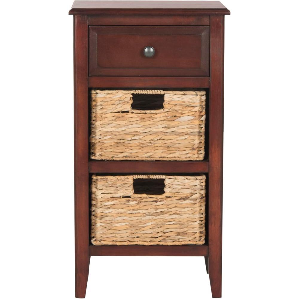 image:imageSafavieh Home Collection Everly Drawer White Wash 1Drawer 2 Removable Baskets Side TableCherry