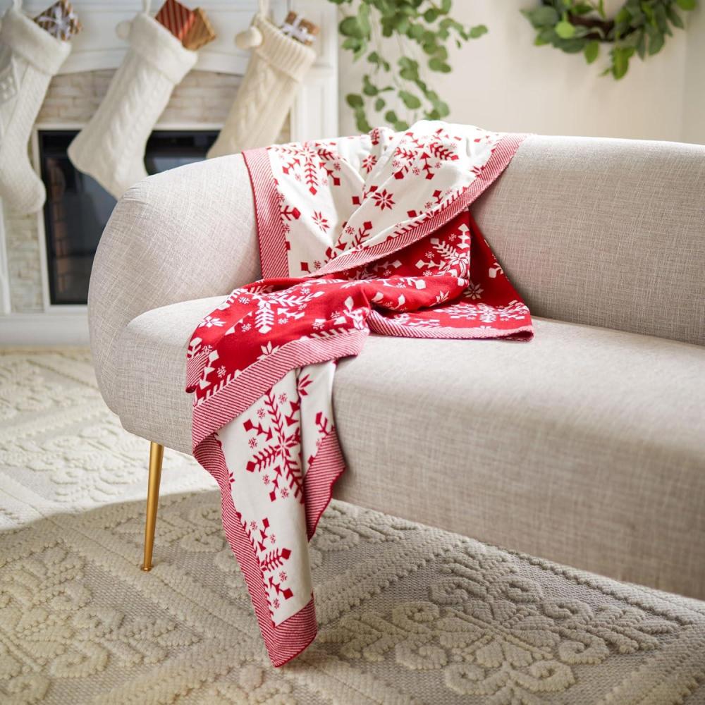 image:imageSafavieh Home Collection Frost Red 50 x 60inch Holiday Decorative Throw Blanket
