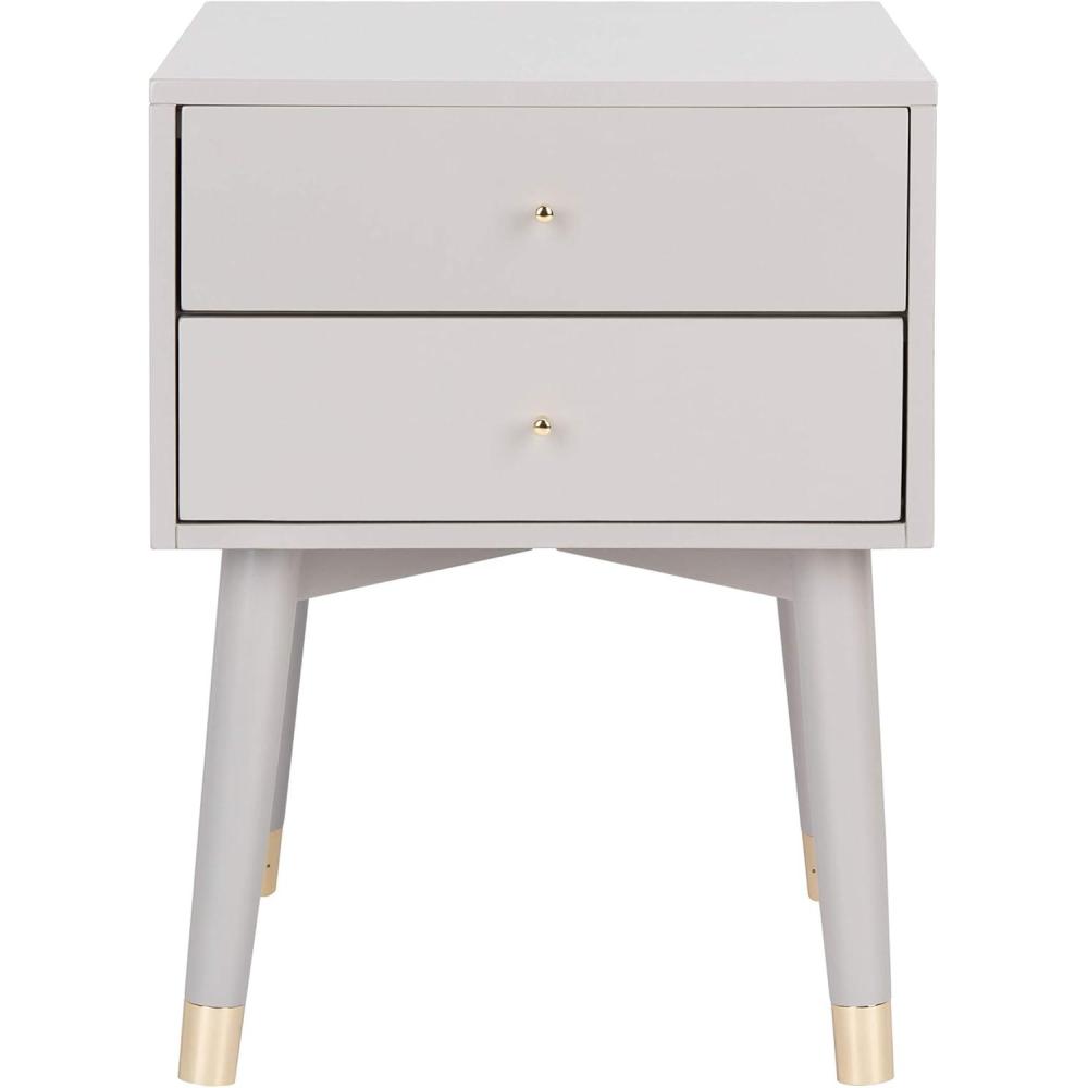image:imageSafavieh Home Collection Lyla Mid Century Retro Silver Cap Nightstand WalnutGoldGrey Gold