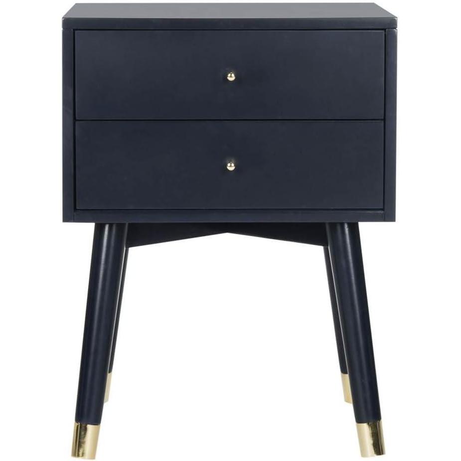 image:imageSafavieh Home Collection Lyla Mid Century Retro Silver Cap Nightstand WalnutGoldNavy  Gold