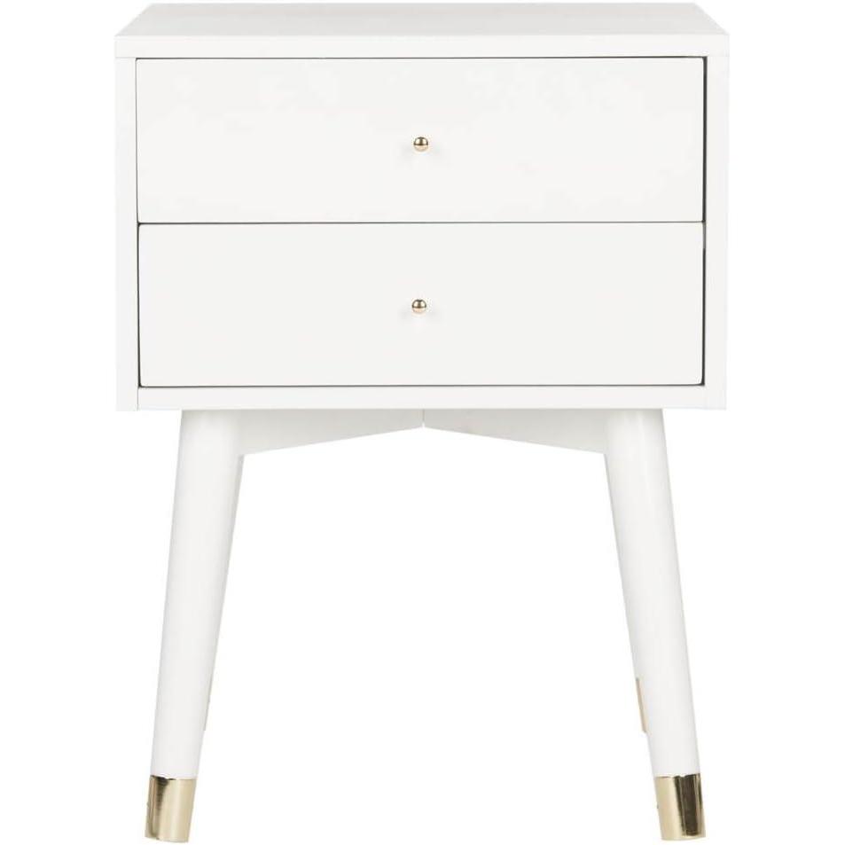 image:imageSafavieh Home Collection Lyla Mid Century Retro Silver Cap Nightstand WalnutGoldWhite  Gold