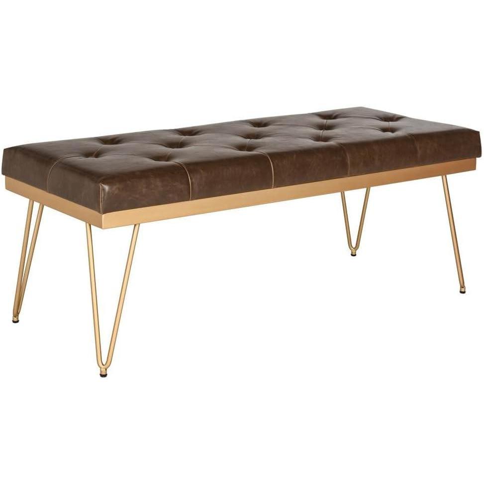 image:imageSafavieh Home Collection Marcella Brown amp Gold BenchBrown  Gold