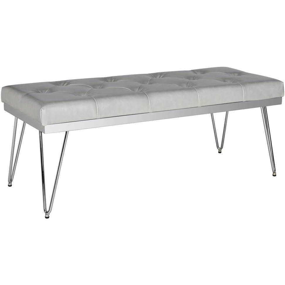 image:imageSafavieh Home Collection Marcella Brown amp Gold BenchGrey Chrome