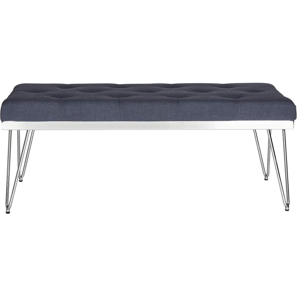 image:imageSafavieh Home Collection Marcella Brown amp Gold BenchNavy  Chrome