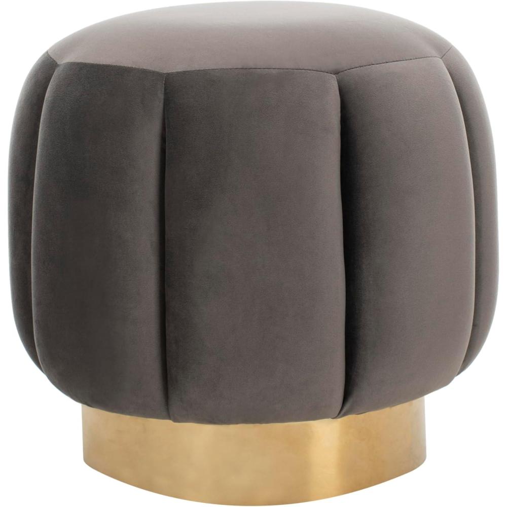 image:imageSafavieh Home Collection Maxine Pink and Gold Channel Tufted Otttoman OttomanDark Grey Gold