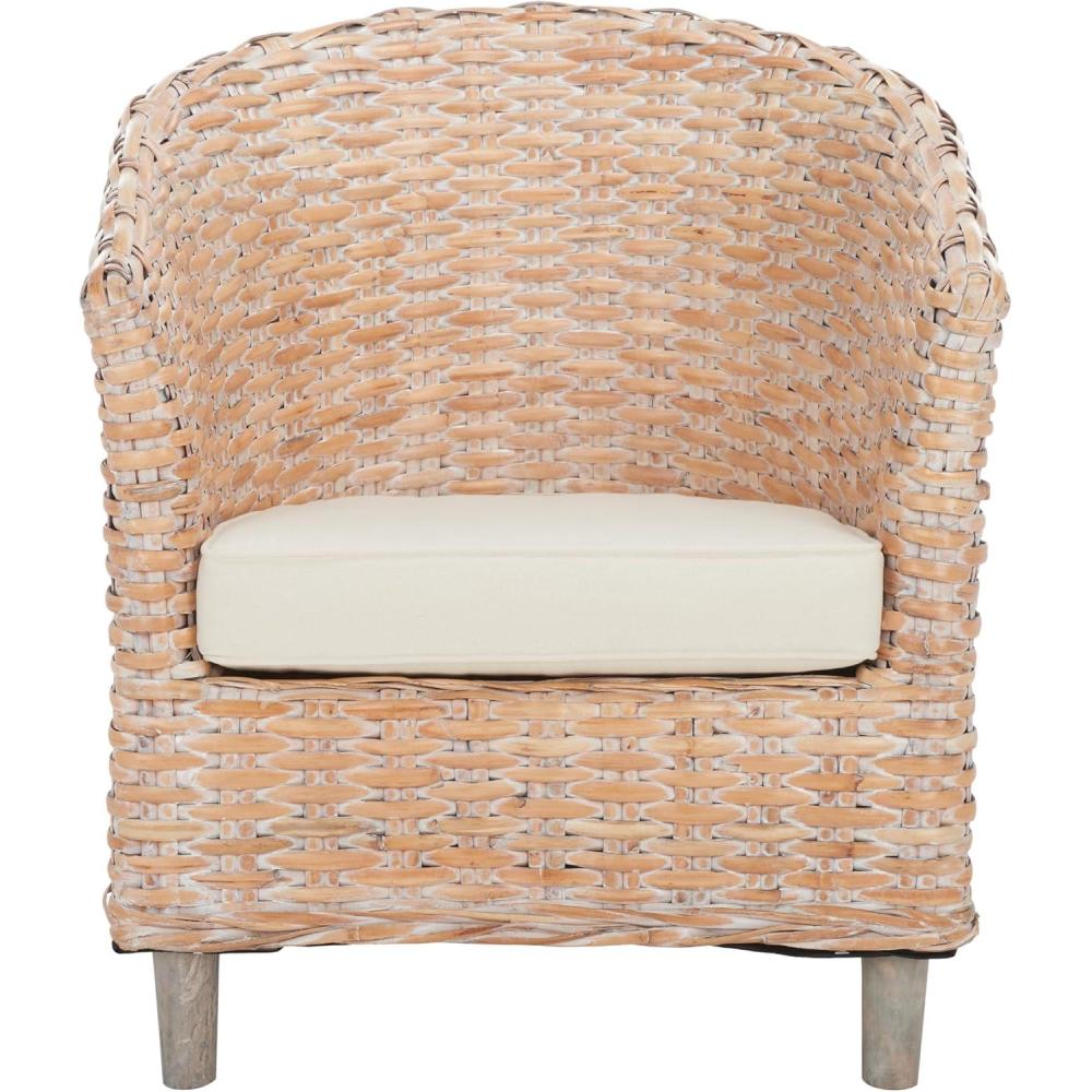 image:imageSafavieh Home Collection Omni Honey Barrel ChairNatural White Wash White