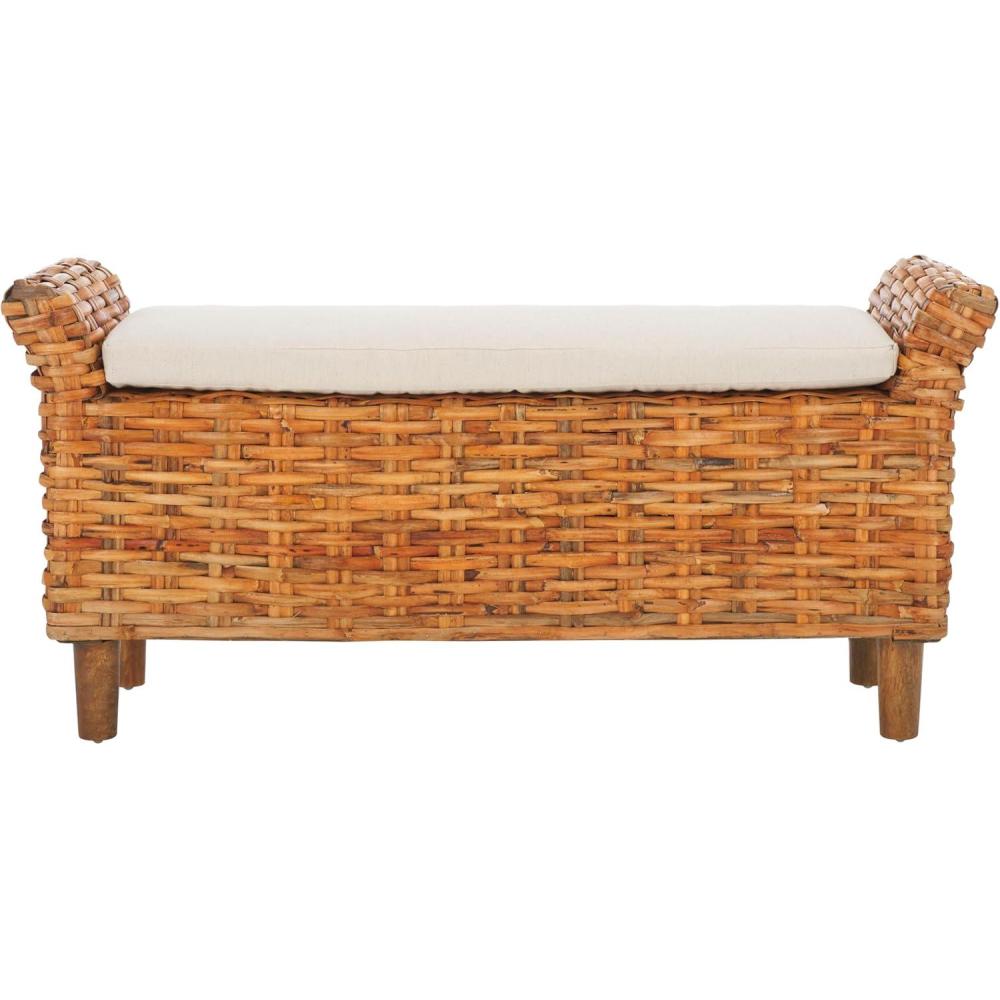 image:imageSafavieh Home Collection Palermo Brown and Eggshell BenchWhiteNatural