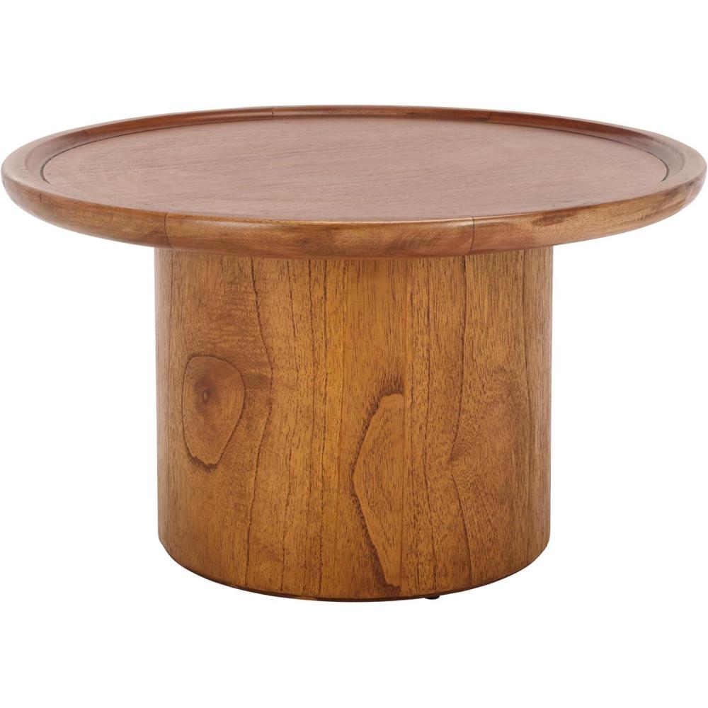 image:imageSafavieh Home Devin Dark Oak Pedestal Round Coffee TableNatural