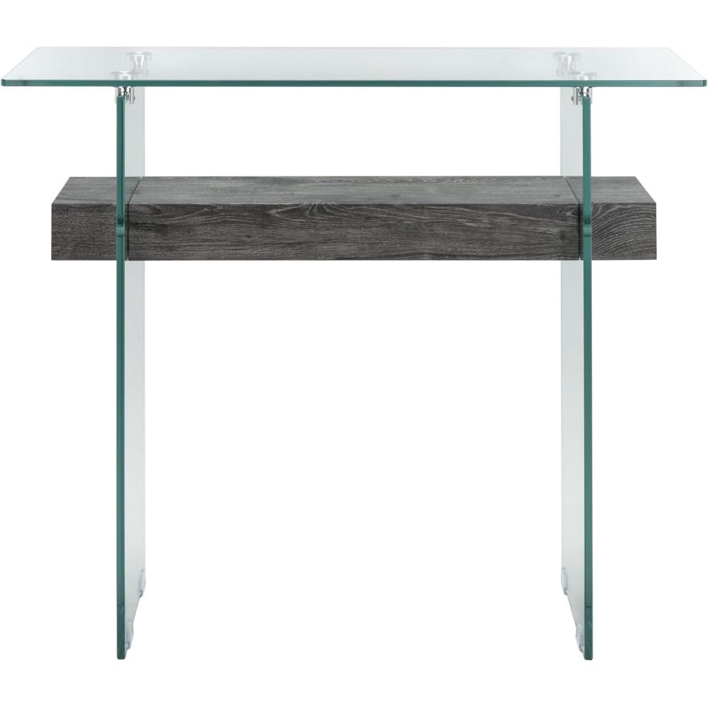 image:imageSafavieh Home Kayley Glass and Natural Brown Console TableGlass Black Oak