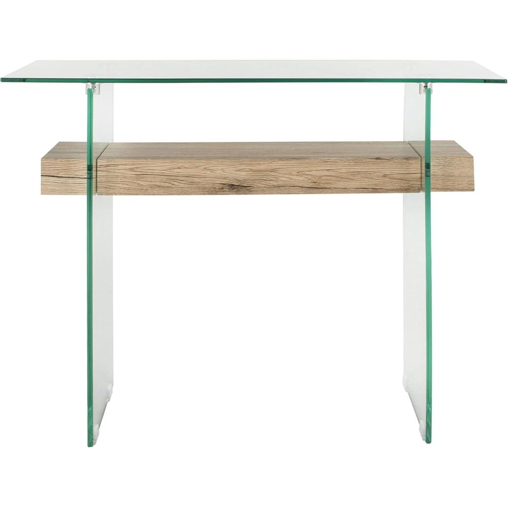 image:imageSafavieh Home Kayley Glass and Natural Brown Console TableNatural Glass