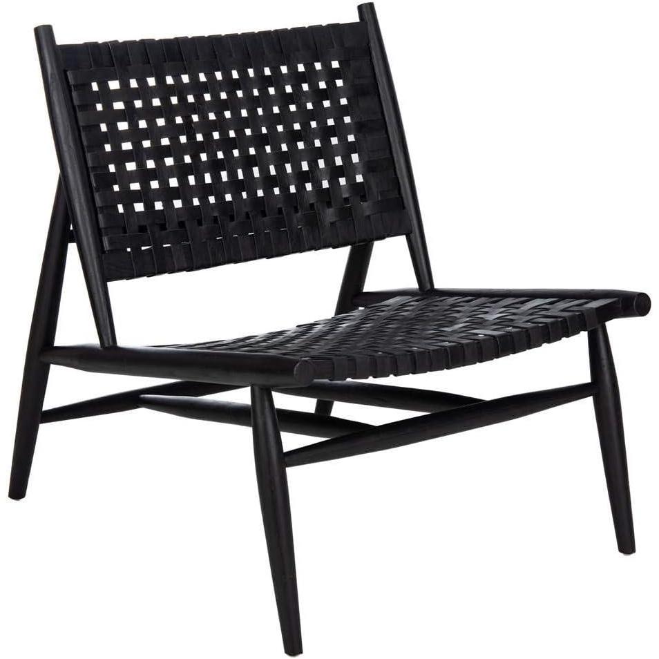 image:imageSafavieh Home Soleil Natural and White Leather Woven Accent ChairBlack Black