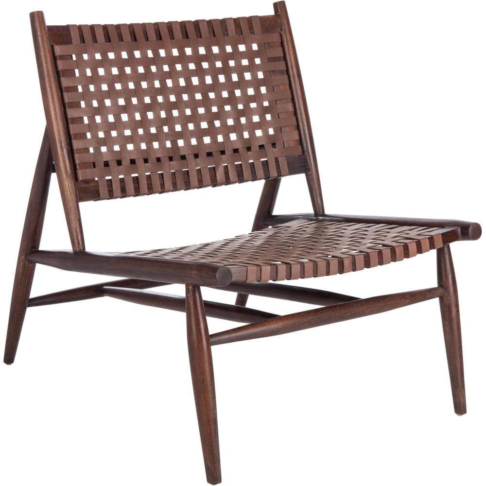 image:imageSafavieh Home Soleil Natural and White Leather Woven Accent ChairCognac Brown