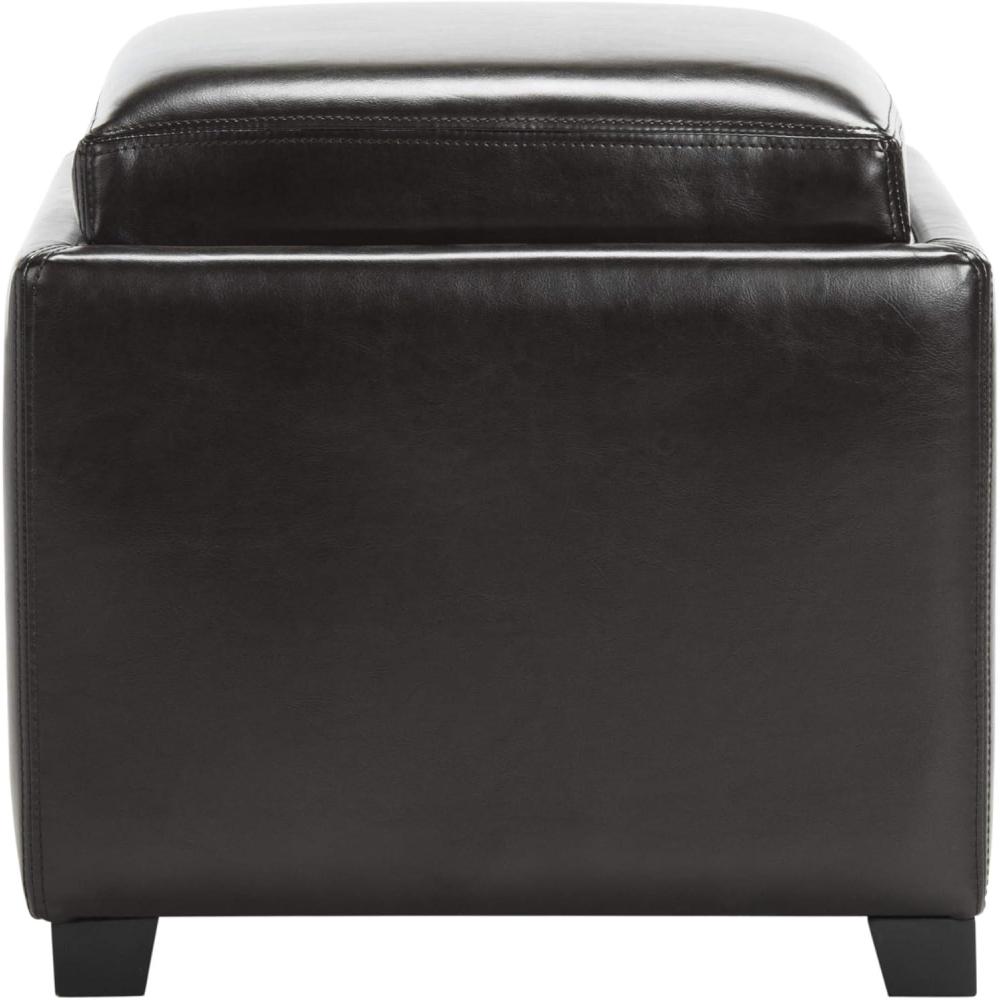 image:imageSafavieh Hudson Collection Kaylee Leather Single Tray Square Storage OttomanBrown