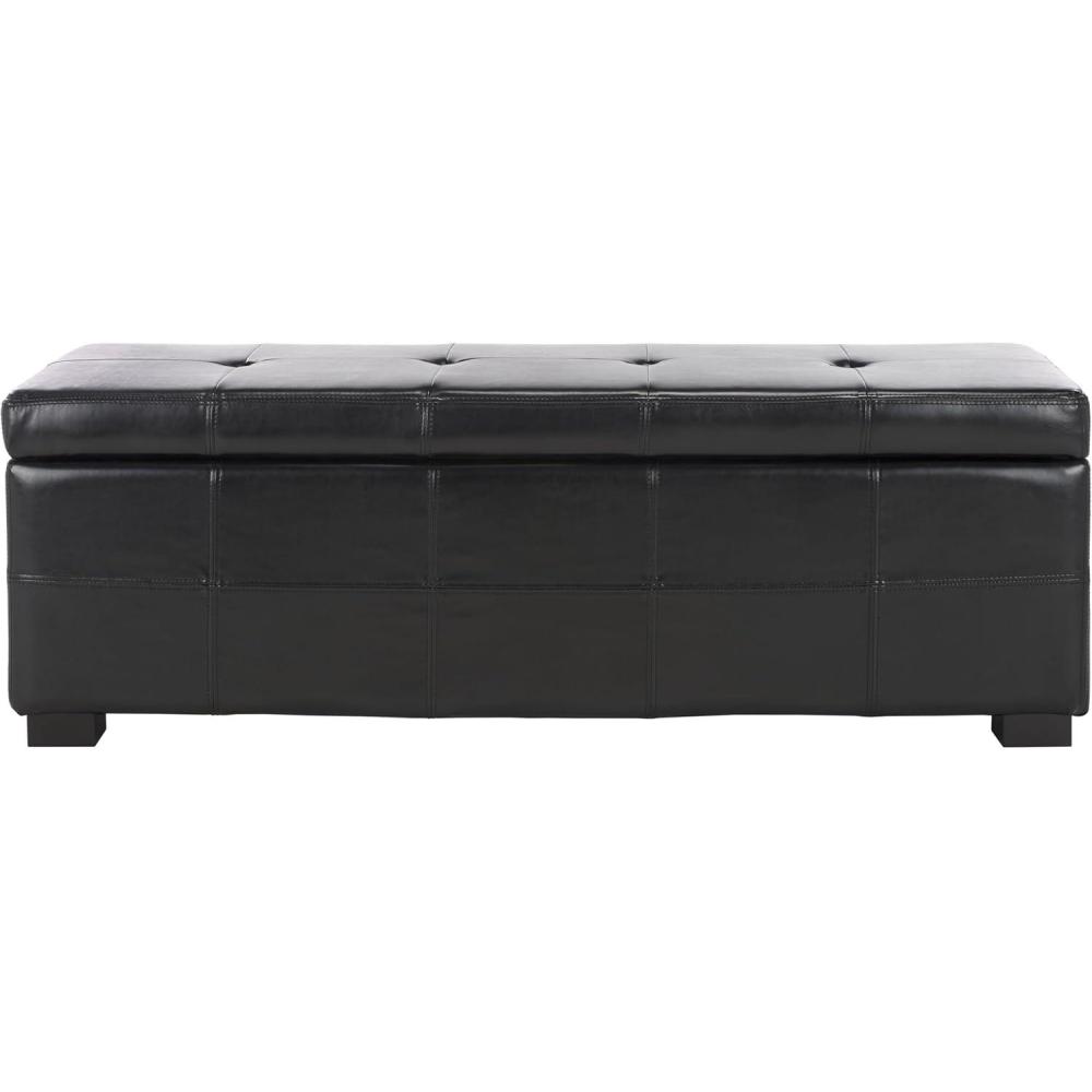 image:imageSafavieh Hudson Collection NoHo Tufted Brown Leather Large Storage BenchBlack